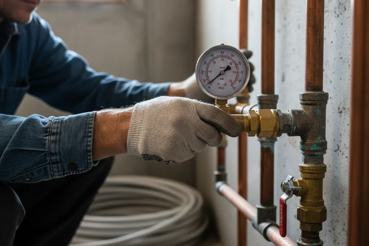 Pressure testing a repaired line during Water Line Repair in Dillon